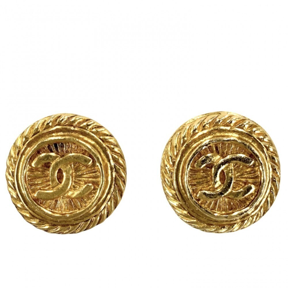 CHANEL Vintage Gold Logo Earrings